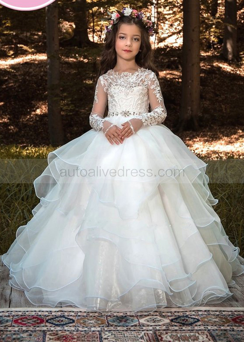 organza ruffle flower girl dress