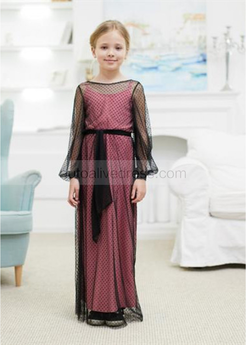 pink dress with black dots