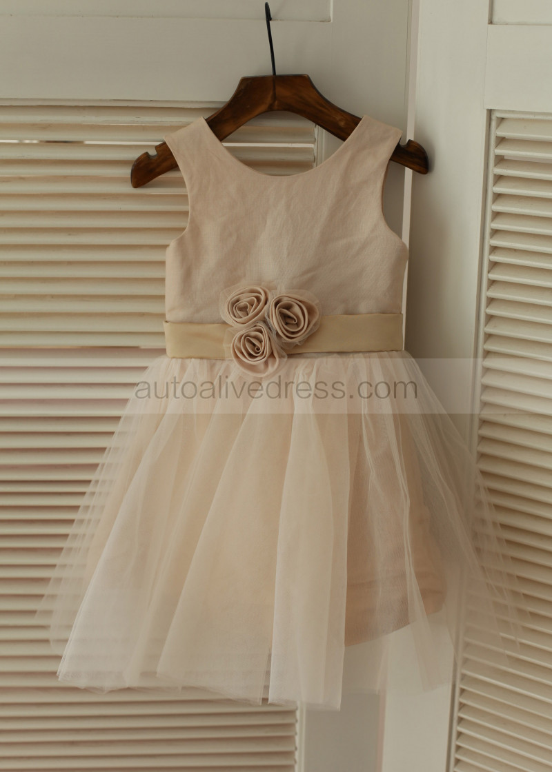 tan flower girl dresses