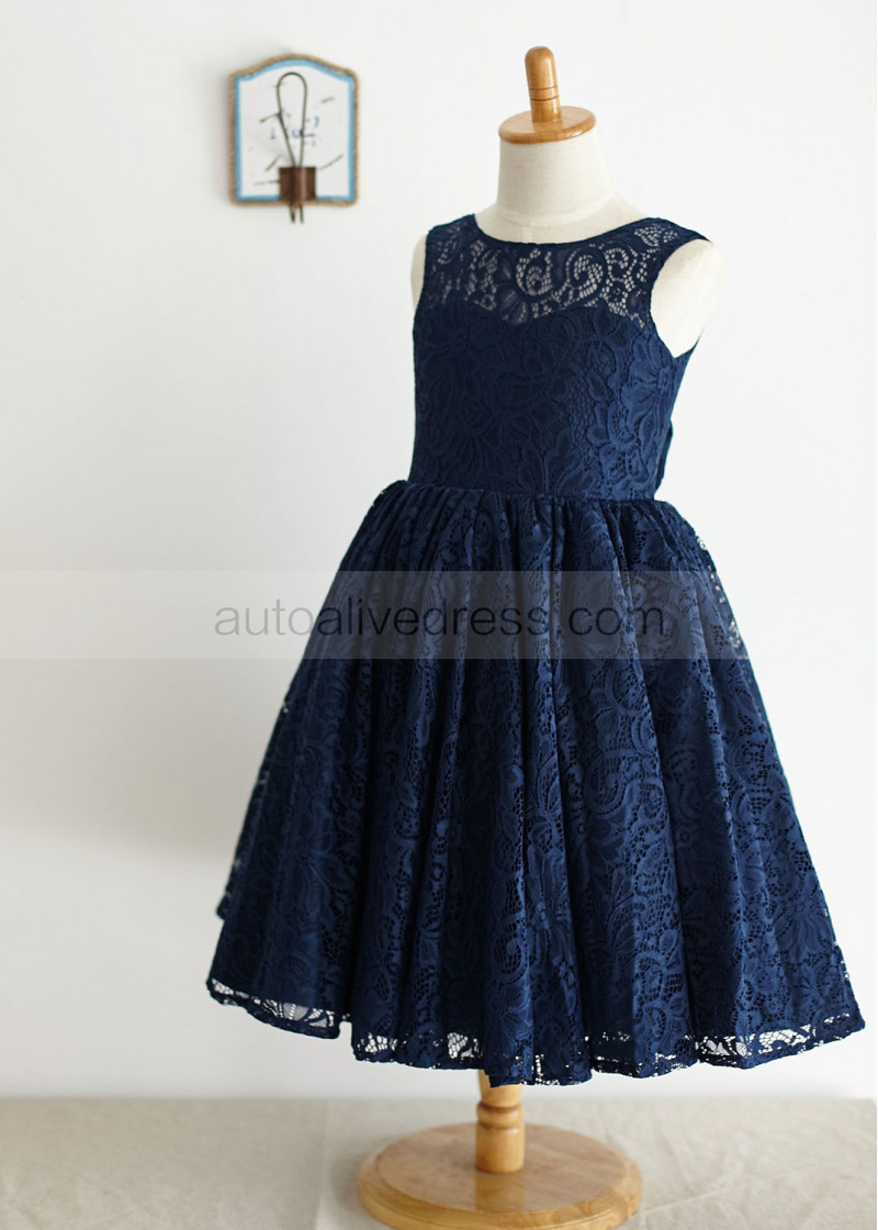 a line navy blue lace flower girl dress with navy blue bow lace front color chart
