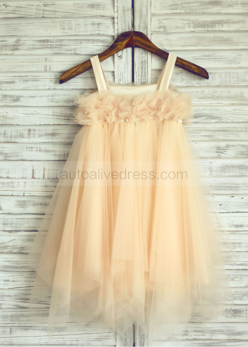 champagne tulle flower girl dress