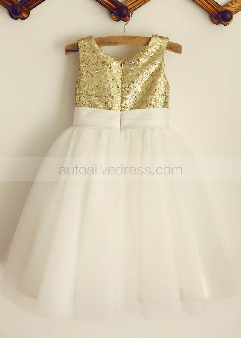 gold sequin tulle dress