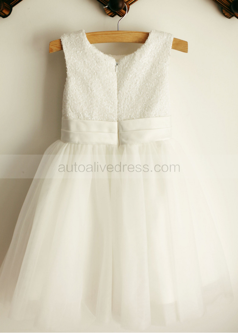 sequin and tulle flower girl dress