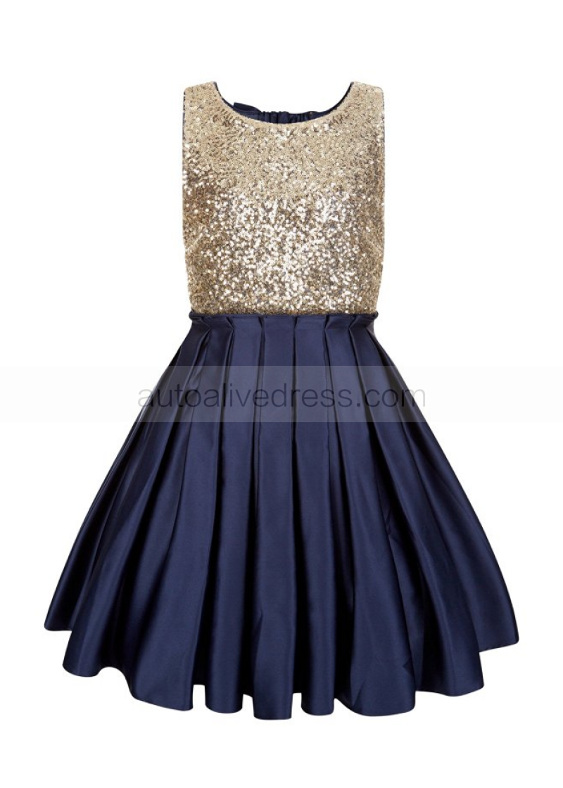 navy blue and gold sequin dress