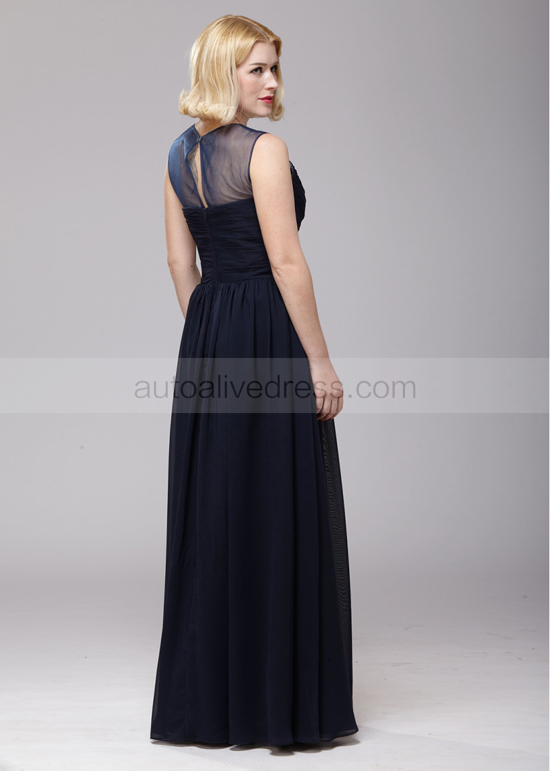 navy blue sheer dress