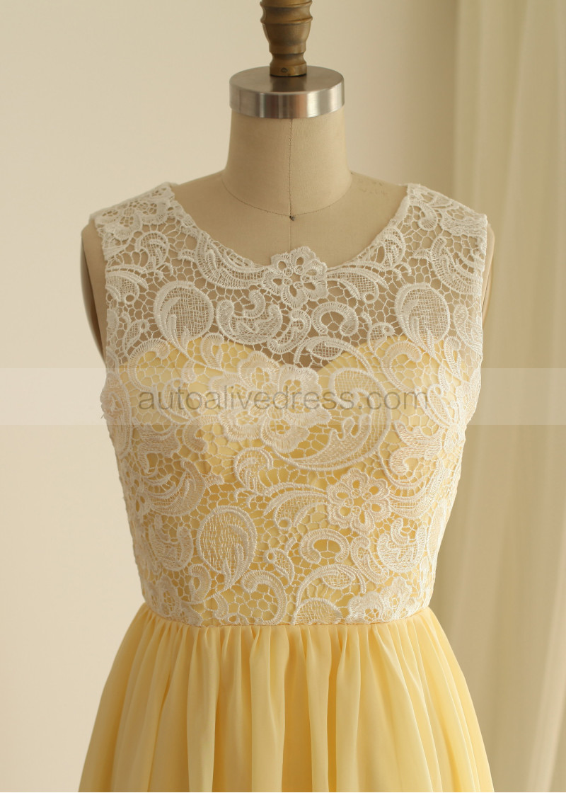 yellow chiffon prom dress