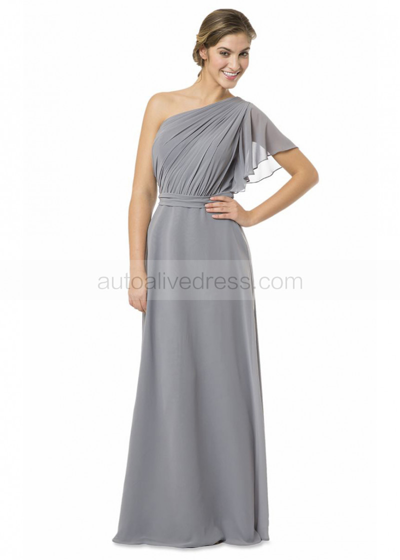 one shoulder chiffon dress long