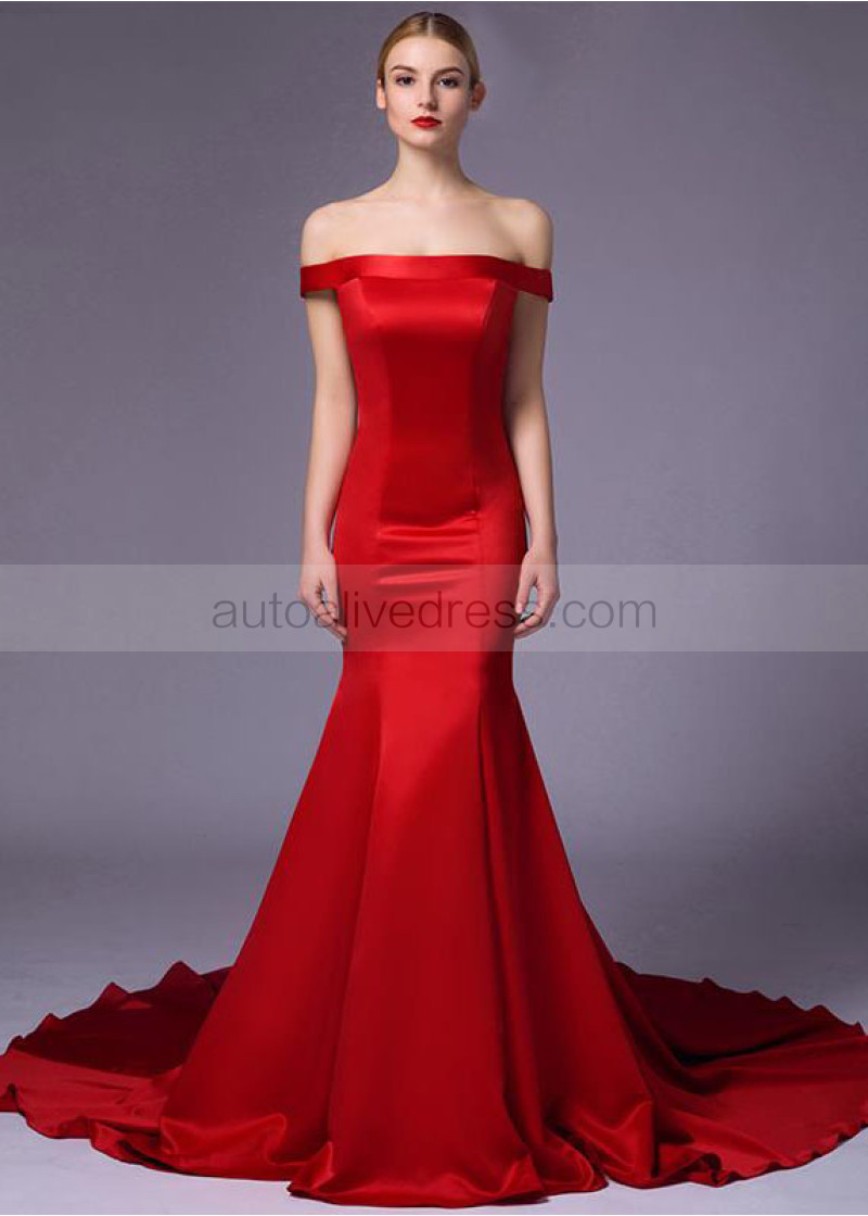red satin mermaid dress