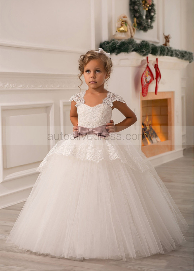 ivory princess flower girl dress
