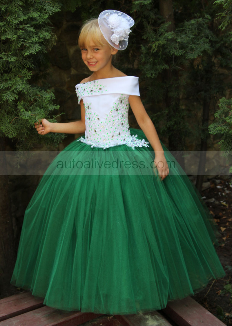 dark green flower girl dresses