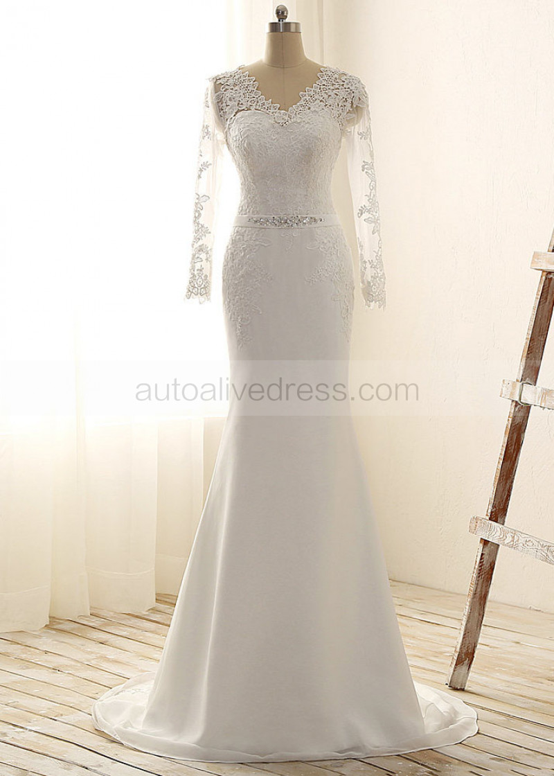 Long Sleeve Satin Mermaid Wedding Dress Pemerintah Kota Ambon