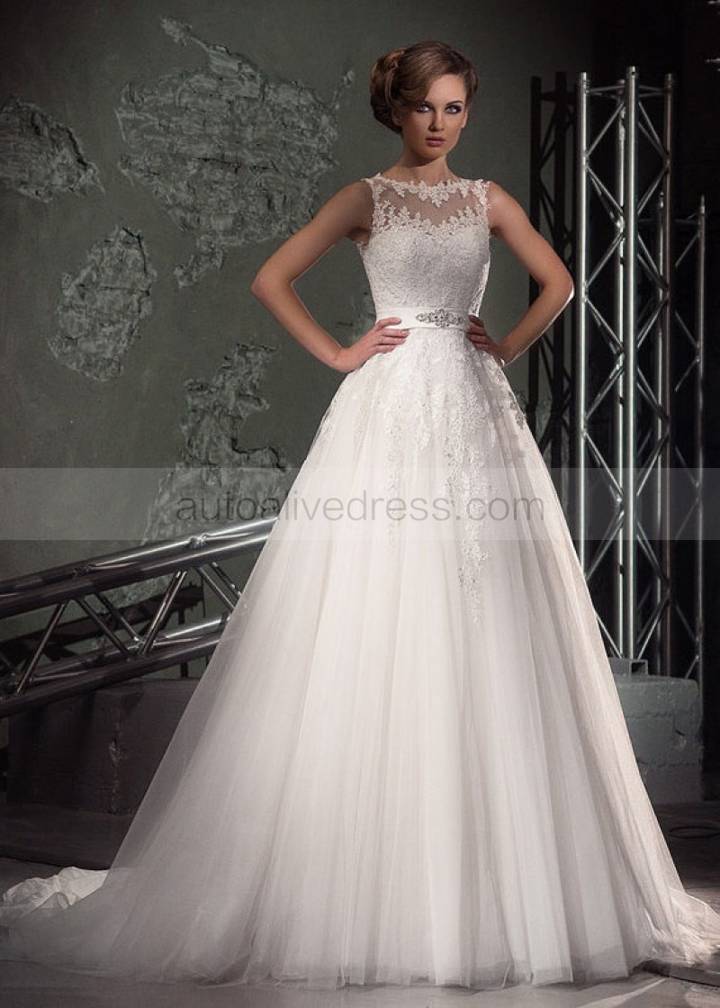 a line boat neck wedding dress