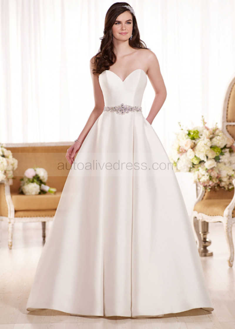 Strapless Sweetheart Neckline Ivory Taffeta Decorative Ons Back Strapless Sweetheart Neckline Ivory Taffeta Decorative Ons Back Wedding Dress