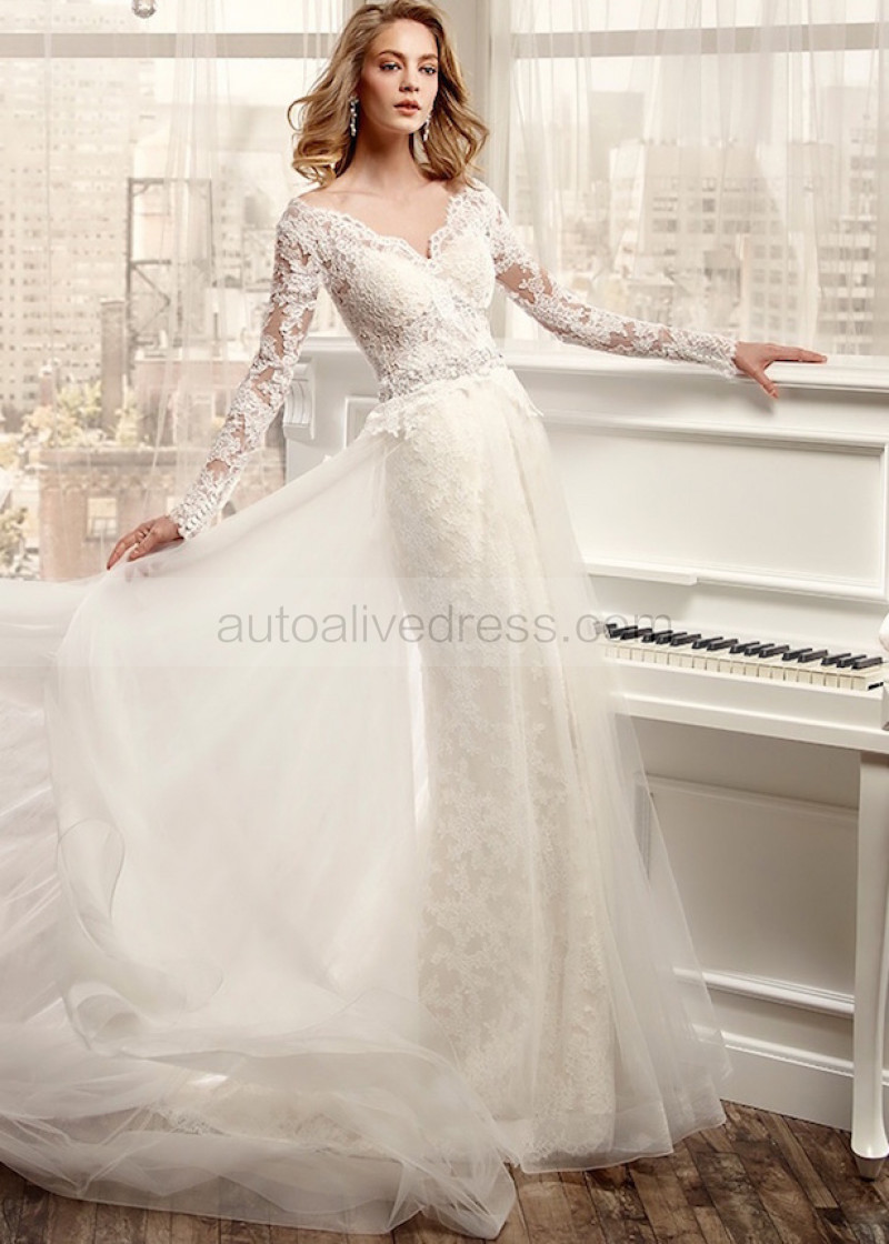 long sleeve ivory gown