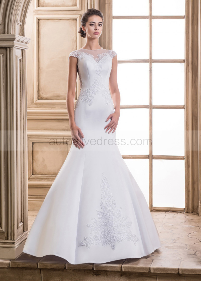 Mermaid Sweetheart Neckline Floor Length Satin Wedding Dress