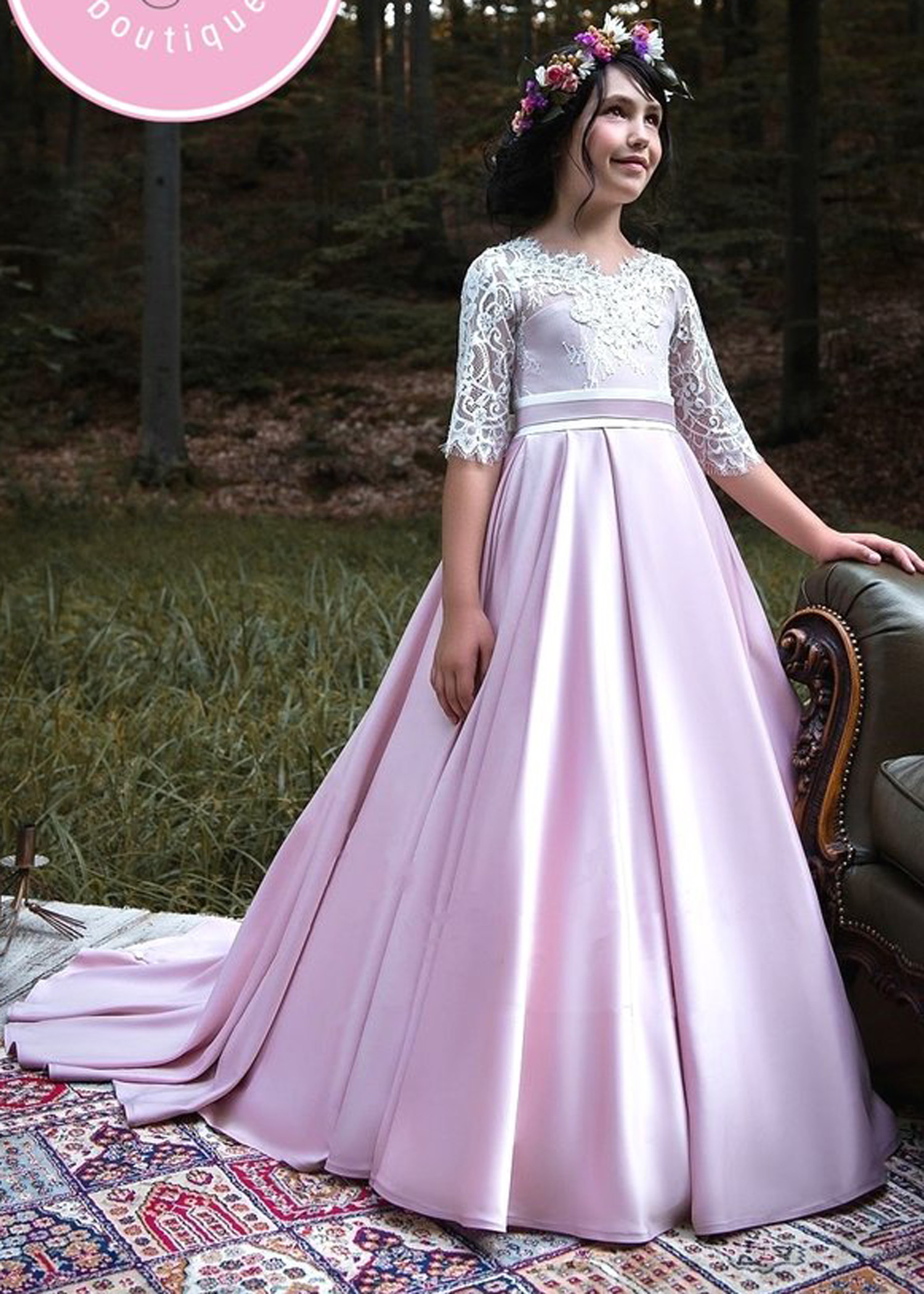 ivory and lavender flower girl dress