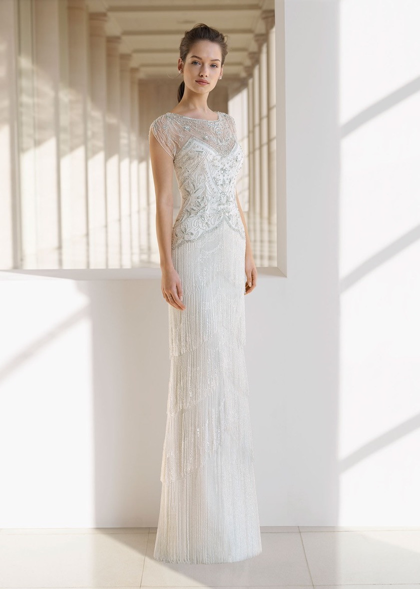 beaded fringe wedding dress