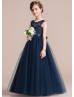Navy Blue Lace Tulle Fashionable Flower Girl Dress Navy Blue Lace Tulle Fashionable Flower Girl Dress