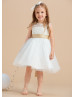 Ivory Lace Tulle Keyhole Back Cute Flower Girl Dress Classic Kids Dresses