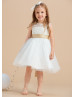 Ivory Lace Tulle Keyhole Back Cute Flower Girl Dress Ivory Lace Tulle Keyhole Back Cute Flower Girl Dress