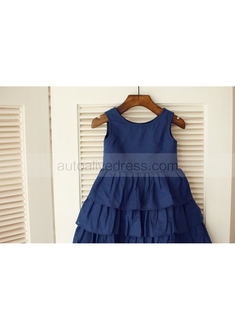 princess polly baby blue dress Tutu Navy Blue Cotton Cupcake Flower Girl Dress