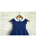 Ivory Peter Pan Collar Navy Blue Cotton Comfortable Flower Girl Dress Ivory Peter Pan Collar Navy Blue Cotton Comfortable Flower Girl Dress