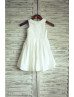 Ivory Cotton Pearl Buttons Back Knee Length Flower Girl Dress