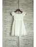 Ivory Chiffon Puff Sleeves Knee Length Flower Girl Dress Ivory Chiffon Puff Sleeves Knee Length Flower Girl Dress