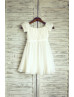 Ivory Chiffon Puff Sleeves Knee Length Flower Girl Dress Ivory Chiffon Puff Sleeves Knee Length Flower Girl Dress