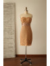 Strapless Brown Lace Knee Length Classic Bridesmaid Dress