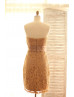 Strapless Brown Lace Knee Length Classic Bridesmaid Dress