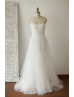 Ivory Tulle Embroidery Long Wedding Dress 