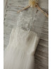 Ivory Tulle Embroidery Long Wedding Dress 