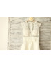Sheer Ivory Lace Dots Tulle Pearl Buttons Back Sexy Wedding Dress