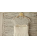 Ivory Eyelash Lace Chiffon With Decorated Buttons Floor Length Wedding Dress