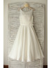 Ivory Chiffon With Feather Decorated Tea Length Wedding Dress