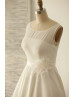 Ivory Chiffon With Feather Decorated Tea Length Wedding Dress