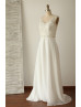 V Neckline Ivory Beaded Lace Chiffon Long Wedding Dress V Neckline Ivory Beaded Lace Chiffon Long Wedding Dress