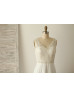 V Neckline Ivory Beaded Lace Chiffon Long Wedding Dress V Neckline Ivory Beaded Lace Chiffon Long Wedding Dress