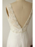 V Neckline Ivory Beaded Lace Chiffon Long Wedding Dress V Neckline Ivory Beaded Lace Chiffon Long Wedding Dress