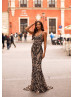 Scoop Neck Black Sequin Evening Dress