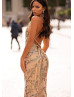 Spaghetti Straps Gold Sparkle Sequin Evening Dress Spaghetti Straps Gold Sparkle Sequin Evening Dress