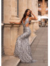 Gunmetal Tassel Cut Out Waist Evening Dress