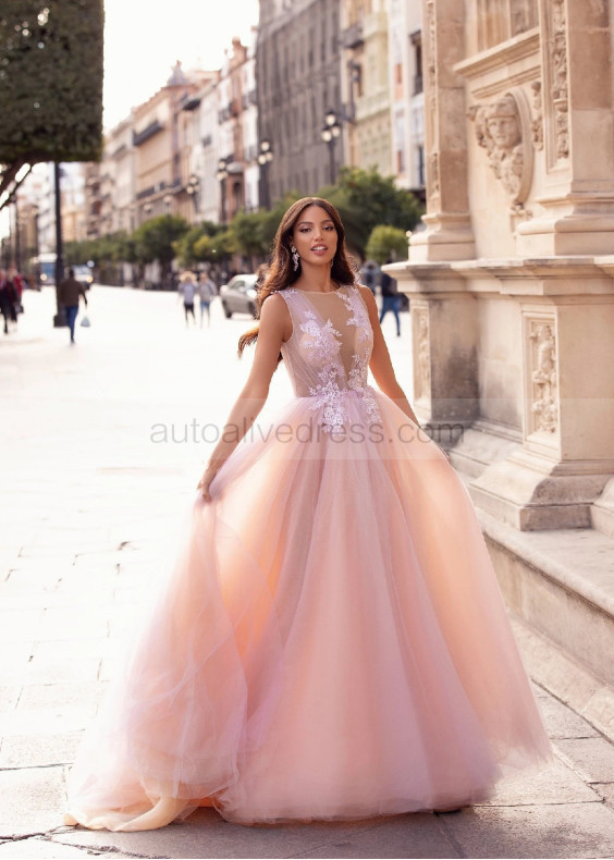 Ivory Lace Multicoloured Tulle Evening Dress