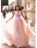 Ivory Lace Multicoloured Tulle Evening Dress
