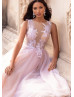 Ivory Lace Multicoloured Tulle Evening Dress Ivory Lace Multicoloured Tulle Evening Dress