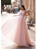 Ivory Lace Multicoloured Tulle Evening Dress