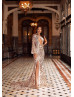 One Long Sleeve Rose Gold Sequin Slit Sexy Evening Dress One Long Sleeve Rose Gold Sequin Slit Sexy Evening Dress