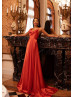 Cowl Neck Organge Satin Cross Back Gorgeous Evening Dress