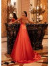 Cowl Neck Organge Satin Cross Back Gorgeous Evening Dress